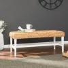 Kirkland's Home Benches & Ottomans-Wiley Woven Hyacinth Bench With White Base