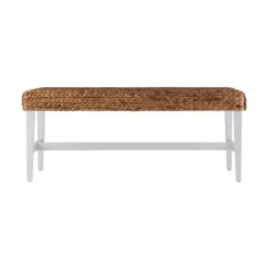 Kirkland's Home Benches & Ottomans-Wiley Woven Hyacinth Bench With White Base