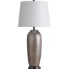 Kirkland's Home Table Lamps-Wire-Brushed Silver And Brown Column Table Lamp