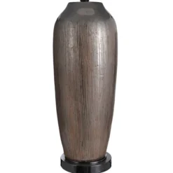 Kirkland's Home Table Lamps-Wire-Brushed Silver And Brown Column Table Lamp
