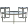 Kirkland's Home Coffee Tables-Wood & Glass Top 3-Pc. Table Set