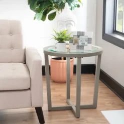 Kirkland's Home Coffee Tables-Wood & Glass Top 3-Pc. Table Set