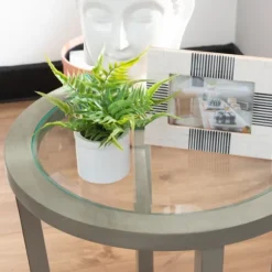 Kirkland's Home Coffee Tables-Wood & Glass Top 3-Pc. Table Set