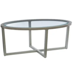Kirkland's Home Coffee Tables-Wood & Glass Top 3-Pc. Table Set