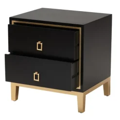Kirkland's Home Nightstands-Wood & Gold Accent 2-Drawer Nightstand