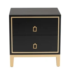 Kirkland's Home Nightstands-Wood & Gold Accent 2-Drawer Nightstand