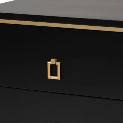 Kirkland's Home Nightstands-Wood & Gold Accent 2-Drawer Nightstand