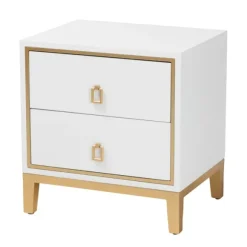 Kirkland's Home Nightstands-Wood & Gold Accent 2-Drawer Nightstand