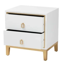 Kirkland's Home Nightstands-Wood & Gold Accent 2-Drawer Nightstand