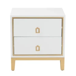 Kirkland's Home Nightstands-Wood & Gold Accent 2-Drawer Nightstand