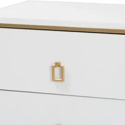 Kirkland's Home Nightstands-Wood & Gold Accent 2-Drawer Nightstand