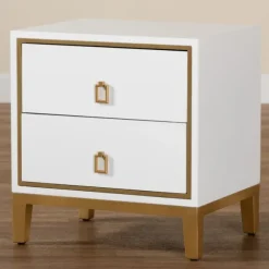 Kirkland's Home Nightstands-Wood & Gold Accent 2-Drawer Nightstand
