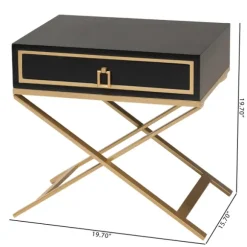Kirkland's Home Nightstands-Wood & Gold X-Base Nightstand