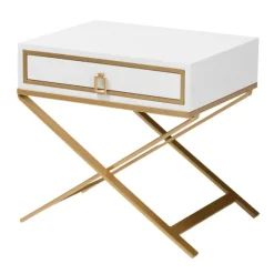 Kirkland's Home Nightstands-Wood & Gold X-Base Nightstand