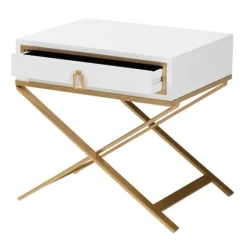 Kirkland's Home Nightstands-Wood & Gold X-Base Nightstand