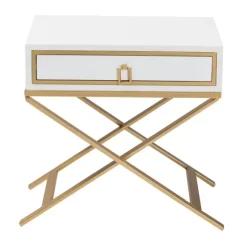 Kirkland's Home Nightstands-Wood & Gold X-Base Nightstand