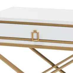 Kirkland's Home Nightstands-Wood & Gold X-Base Nightstand