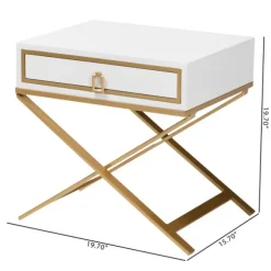 Kirkland's Home Nightstands-Wood & Gold X-Base Nightstand