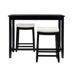 Kirkland's Home Dining Tables-Wood & Upholstered Stools 3-Pc. Dining Set