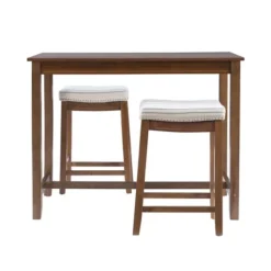 Kirkland's Home Dining Tables-Wood & Upholstered Stools 3-Pc. Dining Set