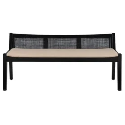 Kirkland's Home Benches & Ottomans-Wood And Cane Upholstered Bench