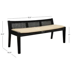 Kirkland's Home Benches & Ottomans-Wood And Cane Upholstered Bench