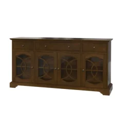 Kirkland's Home Tv Stands & Media Consoles-Wood And Glass 4-Door Media Cabinet