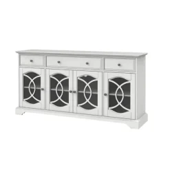Kirkland's Home Tv Stands & Media Consoles-Wood And Glass 4-Door Media Cabinet