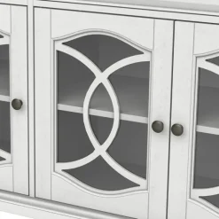 Kirkland's Home Tv Stands & Media Consoles-Wood And Glass 4-Door Media Cabinet