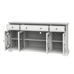 Kirkland's Home Tv Stands & Media Consoles-Wood And Glass 4-Door Media Cabinet