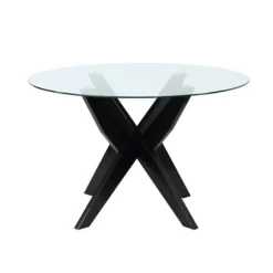 Kirkland's Home Dining Tables-Wood And Glass X-Base Dining Table