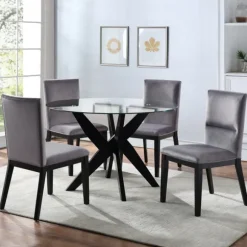 Kirkland's Home Dining Tables-Wood And Glass X-Base Dining Table