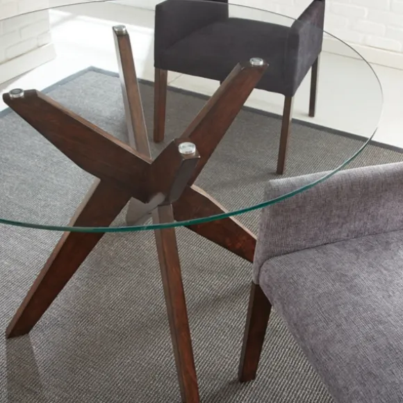 Kirkland's Home Dining Tables-Wood And Glass X-Base Dining Table