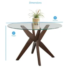 Kirkland's Home Dining Tables-Wood And Glass X-Base Dining Table