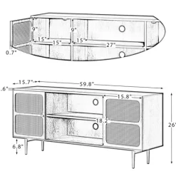 Kirkland's Home Tv Stands & Media Consoles-Wood And Gold Paneled 2-Door Tv Stand