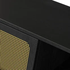 Kirkland's Home Tv Stands & Media Consoles-Wood And Gold Paneled 2-Door Tv Stand