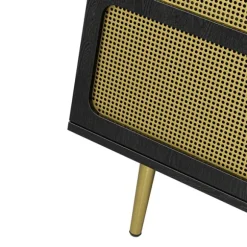 Kirkland's Home Tv Stands & Media Consoles-Wood And Gold Paneled 2-Door Tv Stand