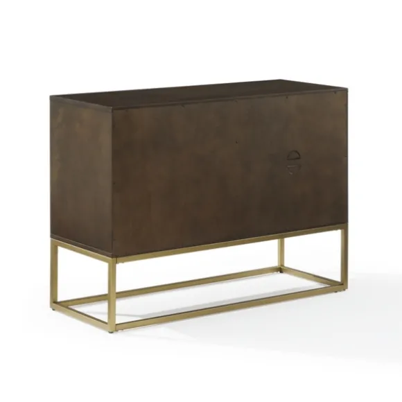 Kirkland's Home Tv Stands & Media Consoles-Wood And Gold Record Storage Media Cabinet