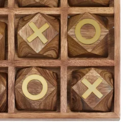 Kirkland's Home Decorative Accents-Wood And Gold Tic Tac Toe Game Set