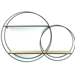 Kirkland's Home Shelves-Wood And Metal Double Circle Wall Shelf