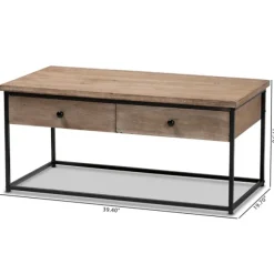 Kirkland's Home Coffee Tables-Wood And Metal 2-Drawer Coffee Table