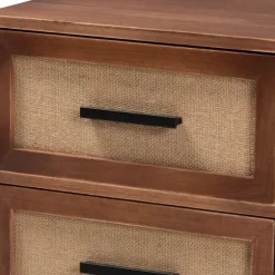 Kirkland's Home Nightstands-Wood And Metal 2-Drawer Nightstand