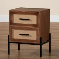 Kirkland's Home Nightstands-Wood And Metal 2-Drawer Nightstand
