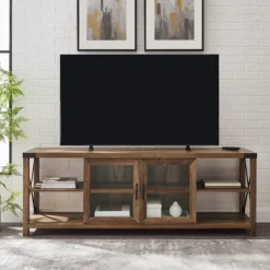 Kirkland's Home Tv Stands & Media Consoles-Wood And Metal Farmhouse Tv Stand