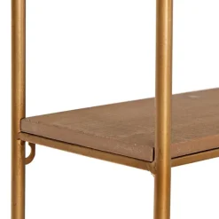 Kirkland's Home Shelves-Wood And Metal Gold Wall Shelf