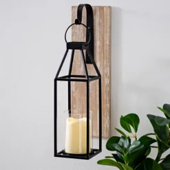 Kirkland's Home Sconces-Wood And Metal Hanging Lantern Sconce