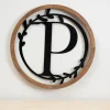 Kirkland's Home Monogram Wall Decor-Wood And Metal Laurel Monogram P Plaque