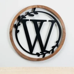 Kirkland's Home Monogram Wall Decor-Wood And Metal Laurel Monogram W Plaque