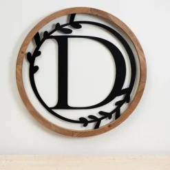 Kirkland's Home Monogram Wall Decor-Wood And Metal Laurel Monogram D Plaque