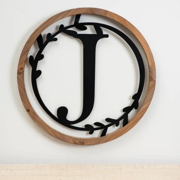 Kirkland's Home Monogram Wall Decor-Wood And Metal Laurel Monogram J Plaque